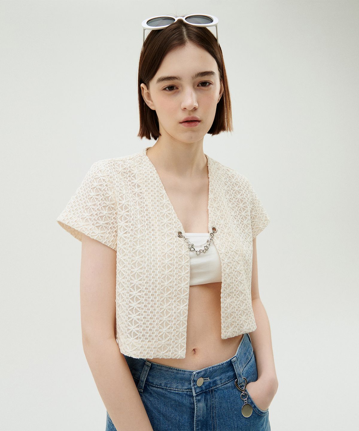 고코리(GOCORI) COUNTING STARS MINI JACKET 크로셰 미니자켓