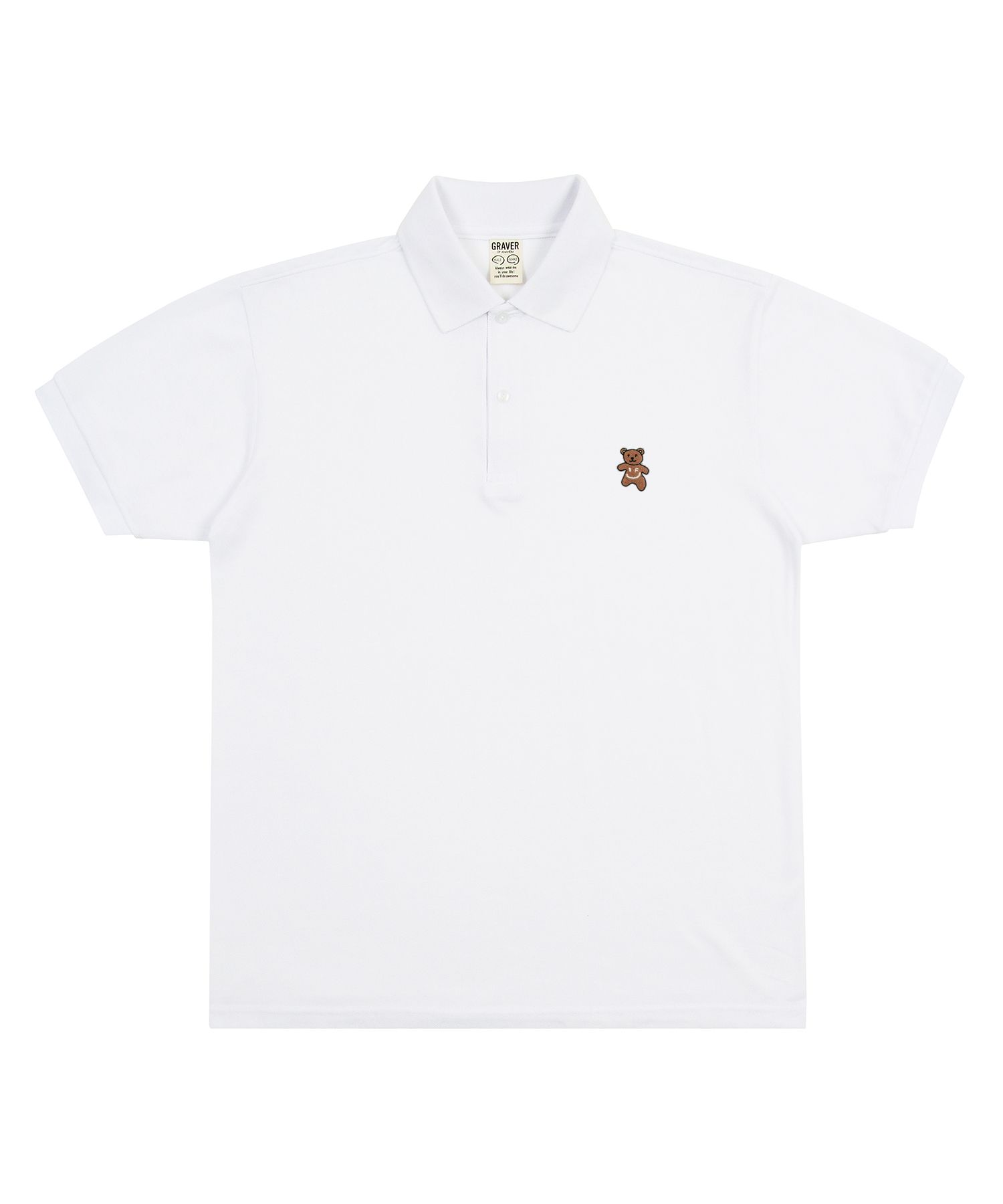 MUSINSA | GRAVER [UNISEX] BEAR SMILE EMBROIDERED WHITE CLIP