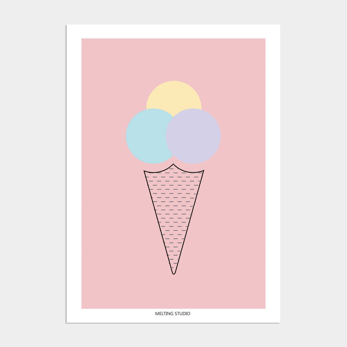 멜팅스튜디오(MELTING STUDIO) 아이방 학습 액자 인테리어 포스터  / 35번 Ice Cream - Pink