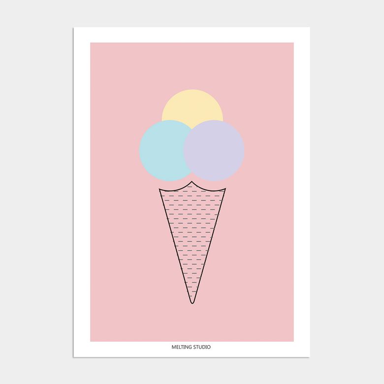 아이방 학습 액자 인테리어 포스터  / 35번 Ice Cream - Pink