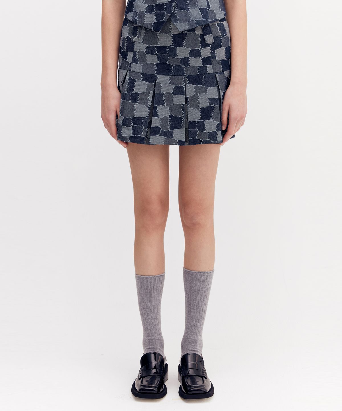 오아이오아이 컬렉션(OIOI COLLECTION) DENIM JACQUARD SKIRT [NAVY]