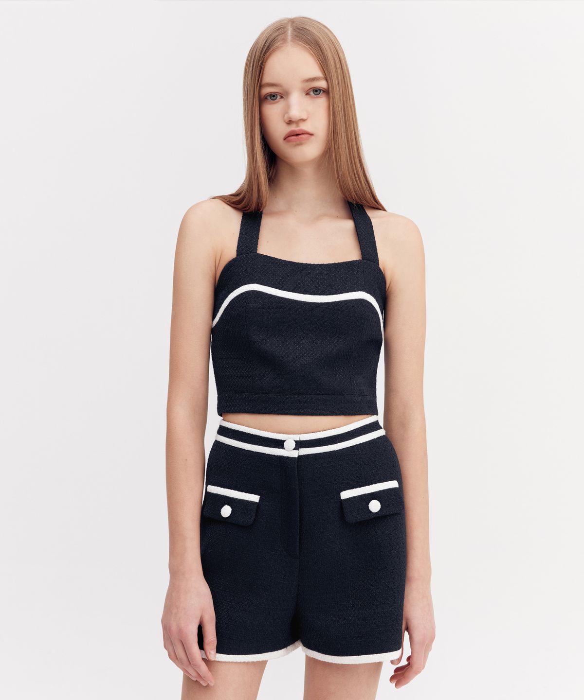 오아이오아이 컬렉션(OIOI COLLECTION) TWEED BUSTIER [NAVY]
