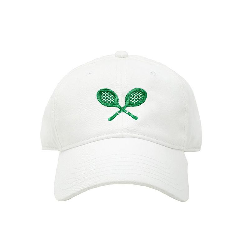 Adult`s Hats Tennis Racquets on White