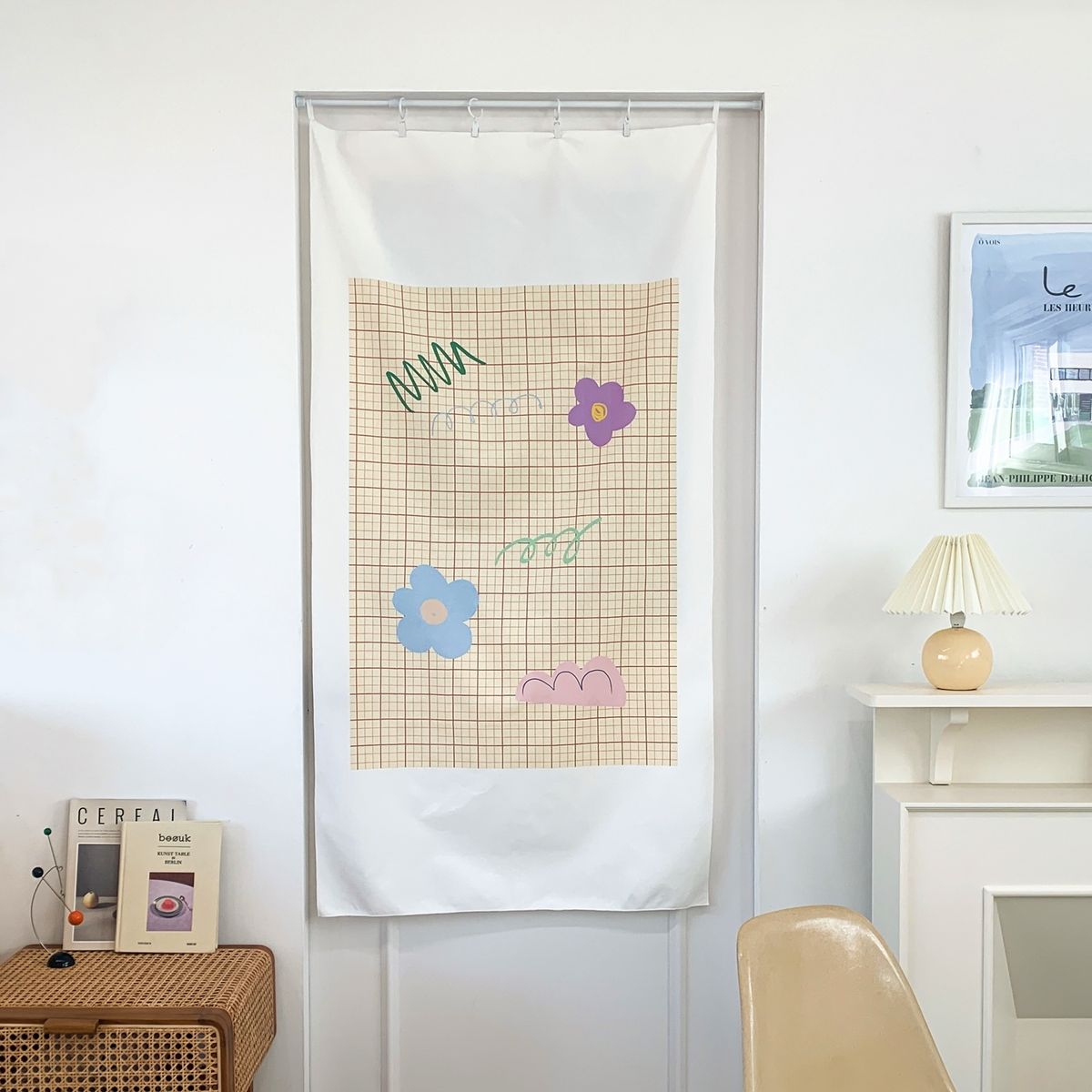 멜팅스튜디오(MELTING STUDIO) 일러스트 패브릭 & 도어커튼 포스터 (80-145cm)  / 04번 envoi de fleurs