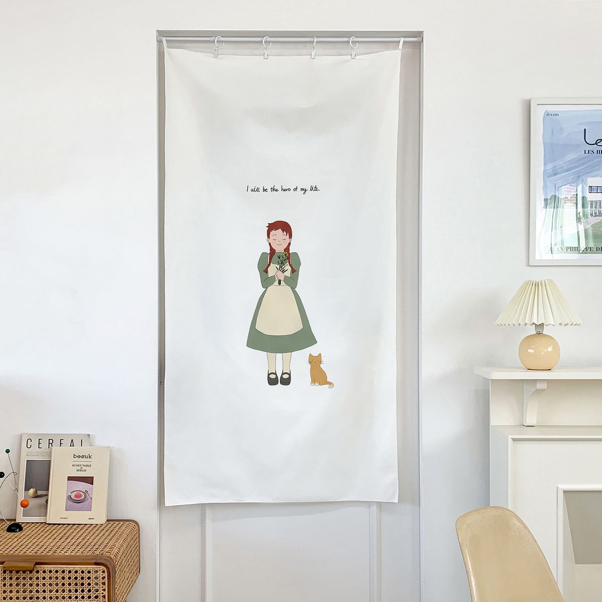 멜팅스튜디오(MELTING STUDIO) 일러스트 패브릭 & 도어커튼 포스터 (80-145cm)  / 05번 anne 1