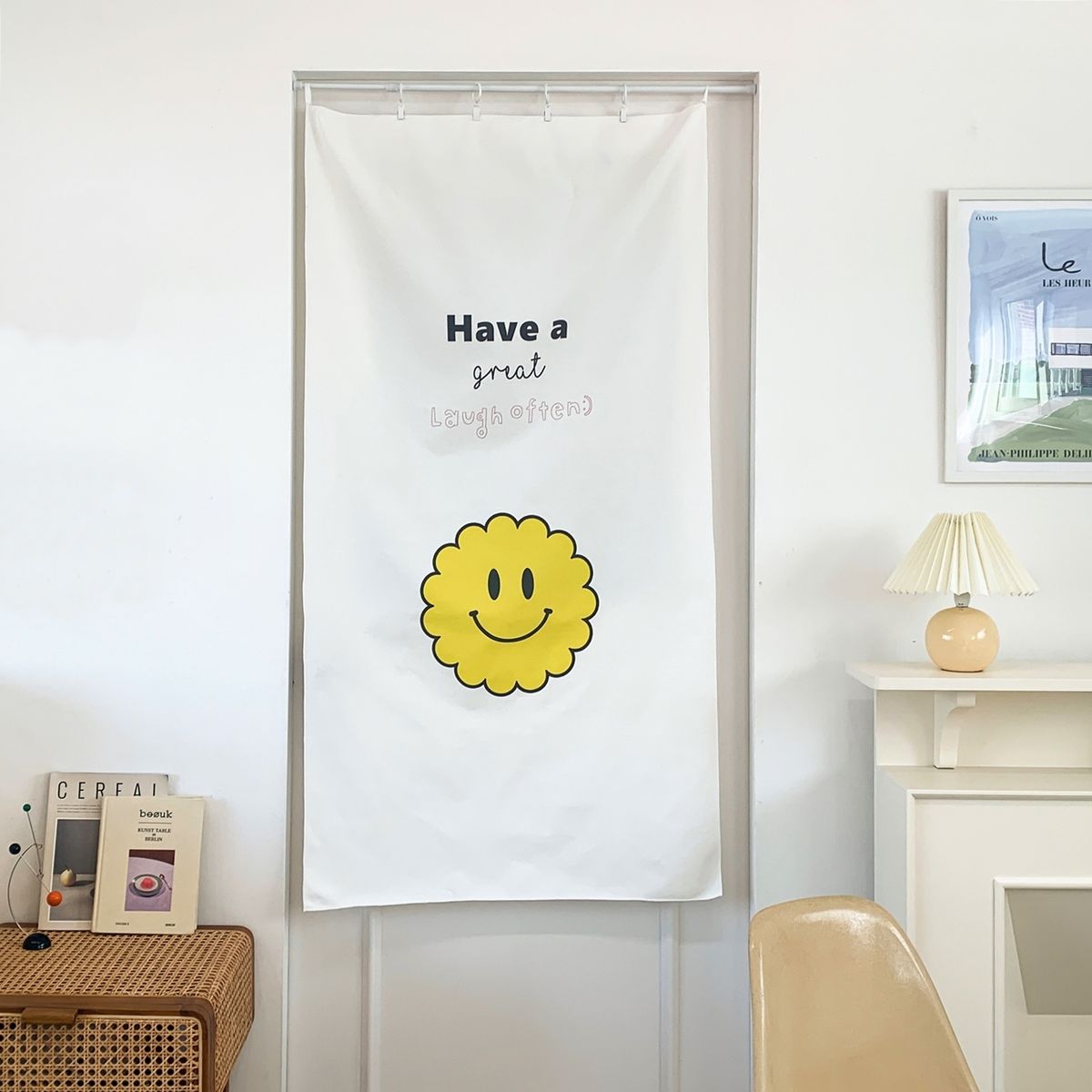 멜팅스튜디오(MELTING STUDIO) 일러스트 패브릭 & 도어커튼 포스터 (80-145cm)  / 08번 laugh often
