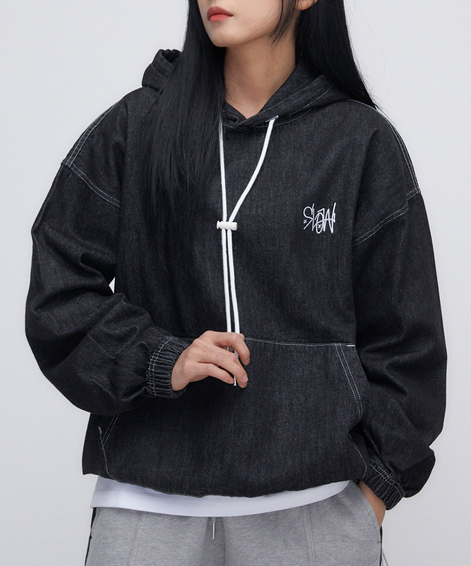 ◇SLOW RECORD HOUSE◇ Denim Washed Hoodie Black MUSINSA | SLOW RECORD HOUSE Denim Washed Hood_Black