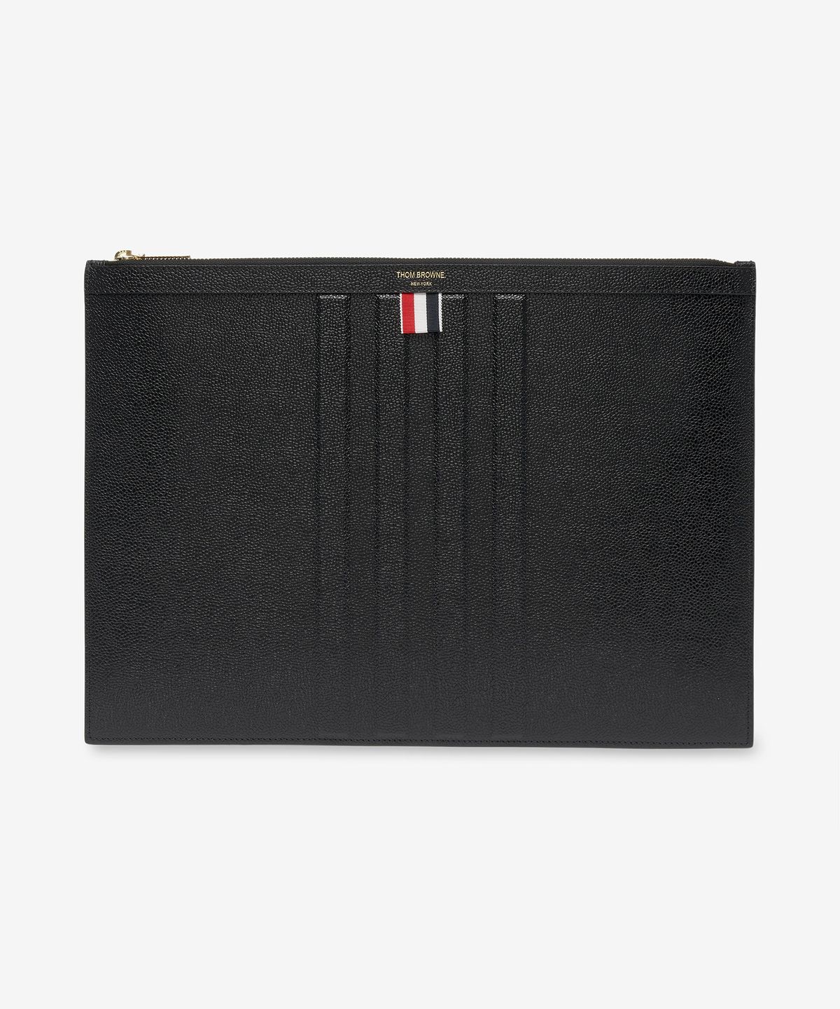 톰 브라운(THOM BROWNE) 남성 라지 페블 그레인 레더 디보스드 4 바 클러치 - 블랙 / MAC132A00198001