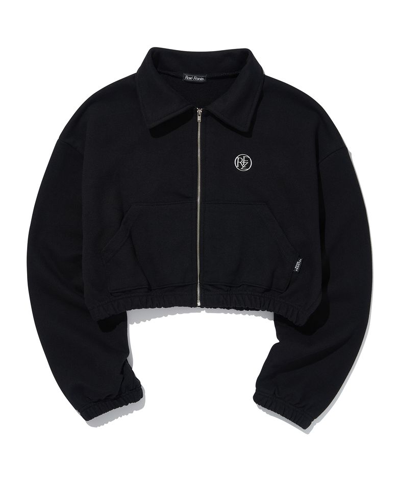 Crop Callar Zipup [Black]