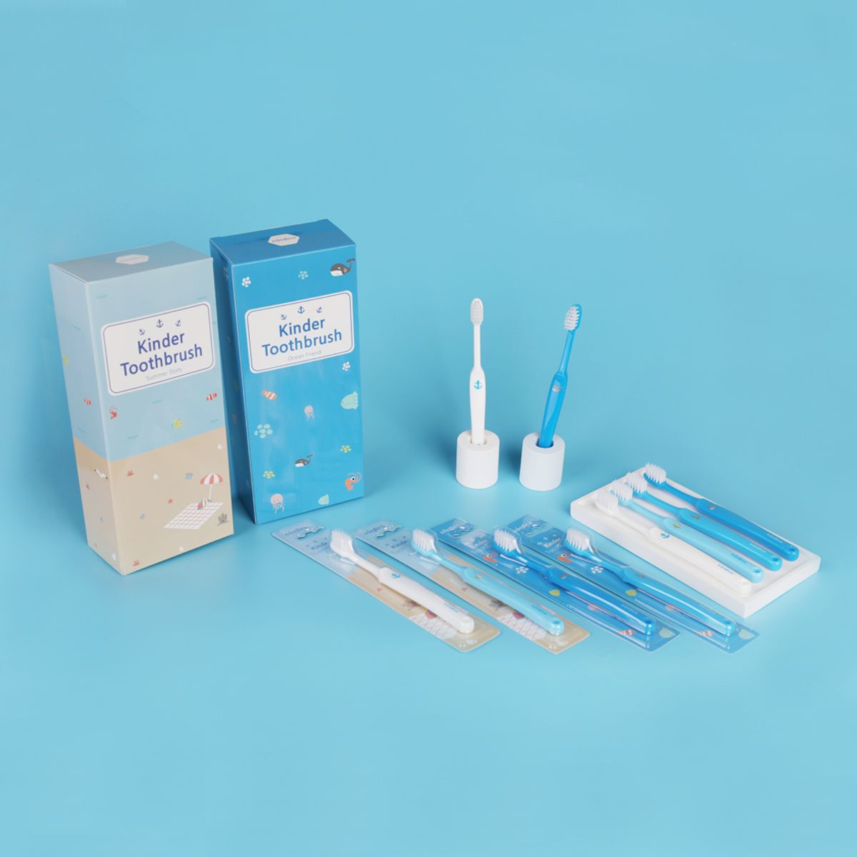 노르디코(NORDICO) 킨더칫솔 10개 바닷 속 친구의 여름이야기 블루에디션