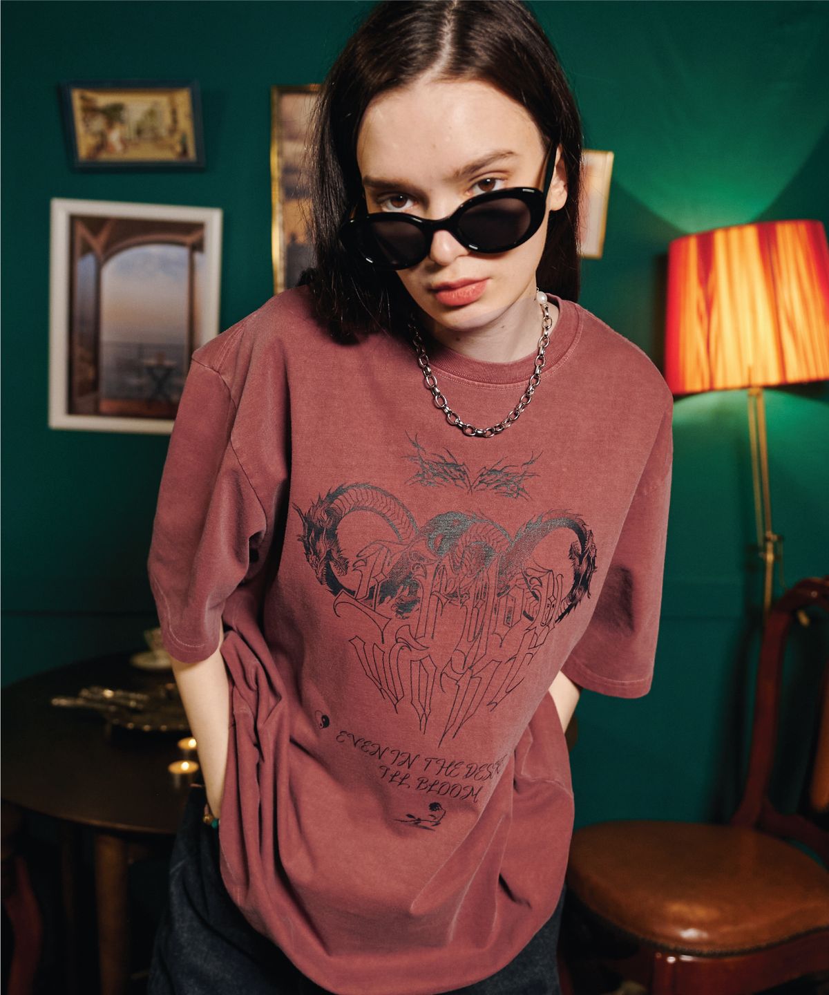 이퓨원트(IFYOUWANT) Distorted pigment TEE dusty pink