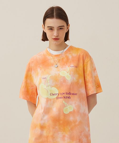 ☆KIRSH☆ Big Cherry Dying Short Sleeve T-Shirt Orange MUSINSA | KIRSH Big Cherry Dying Short Sleeve T-Shirt [Orange]