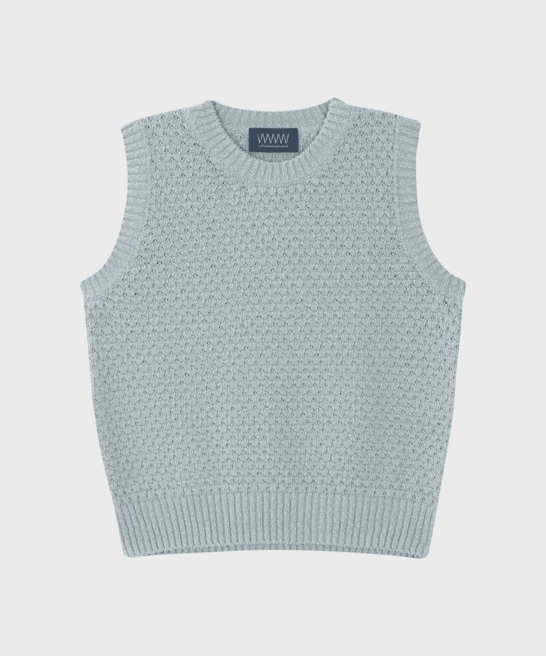 EMBOSSED SLEEVELESS KNIT [GRAY]