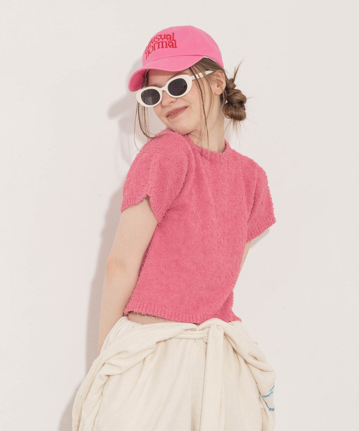 언유주얼 노말(UNUSUALNORMAL) SYMBOL KNIT TOP_PINK