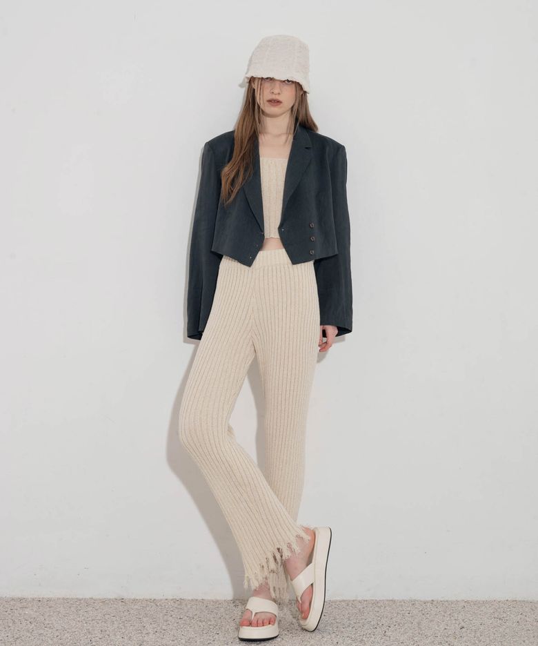 DAMAGED KNIT PANTS_LIGHT BEIGE
