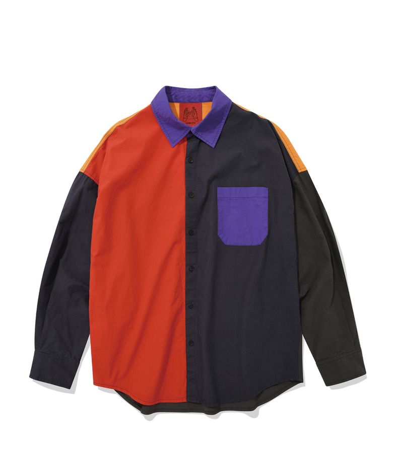 Color-block Oversized Cotton Shirt