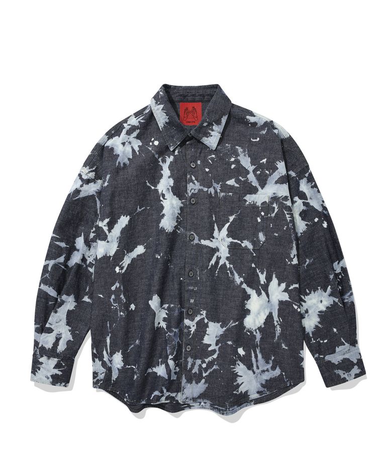Hand Bleached Oversized Denim Shirt (dark ver.)