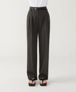 링클 크레이프 와이드 밴딩 팬츠 다크웜그레이