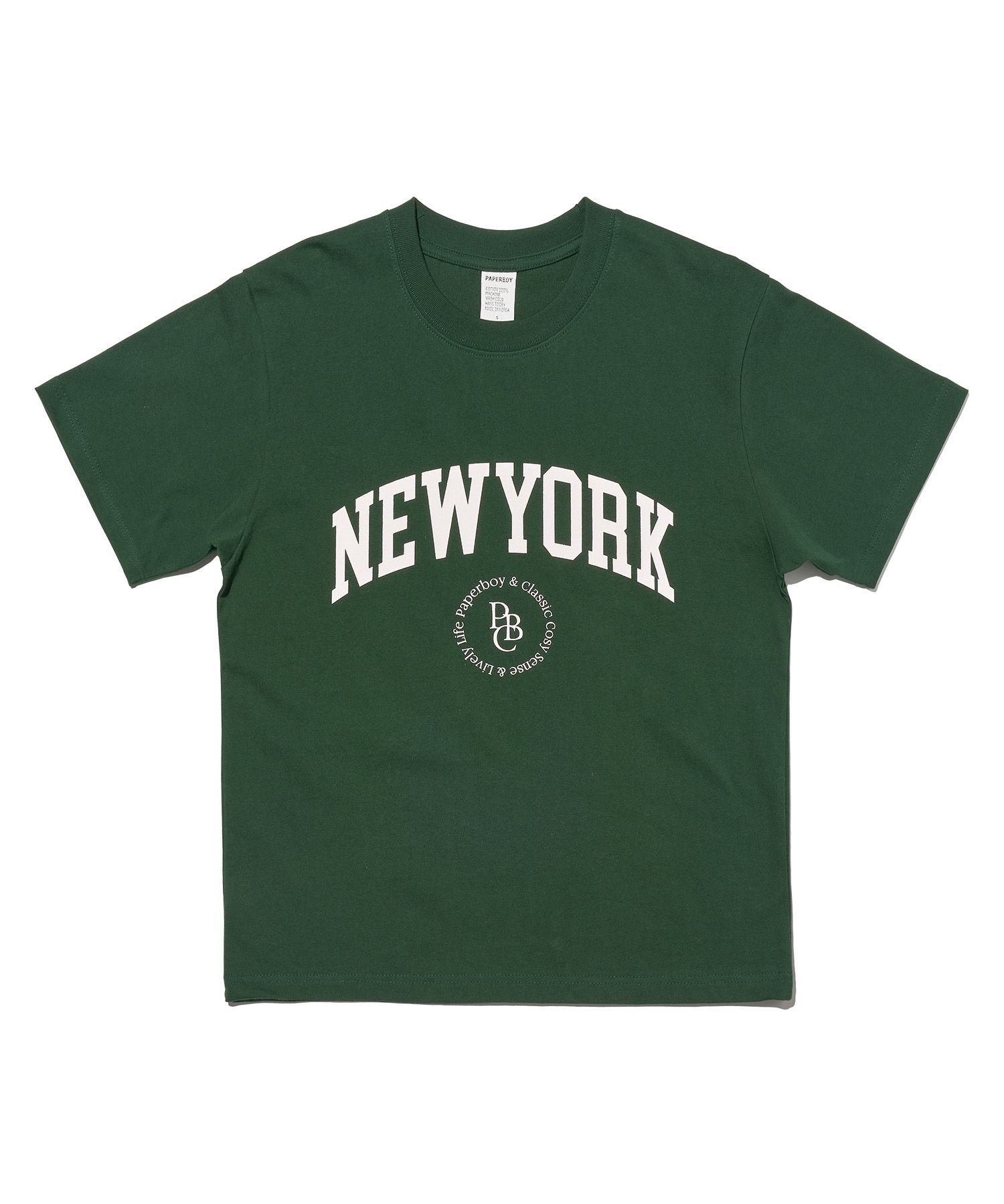 MUSINSA | PAPERBOY New Yorker Chain Short Sleeve T-Shirt - Green