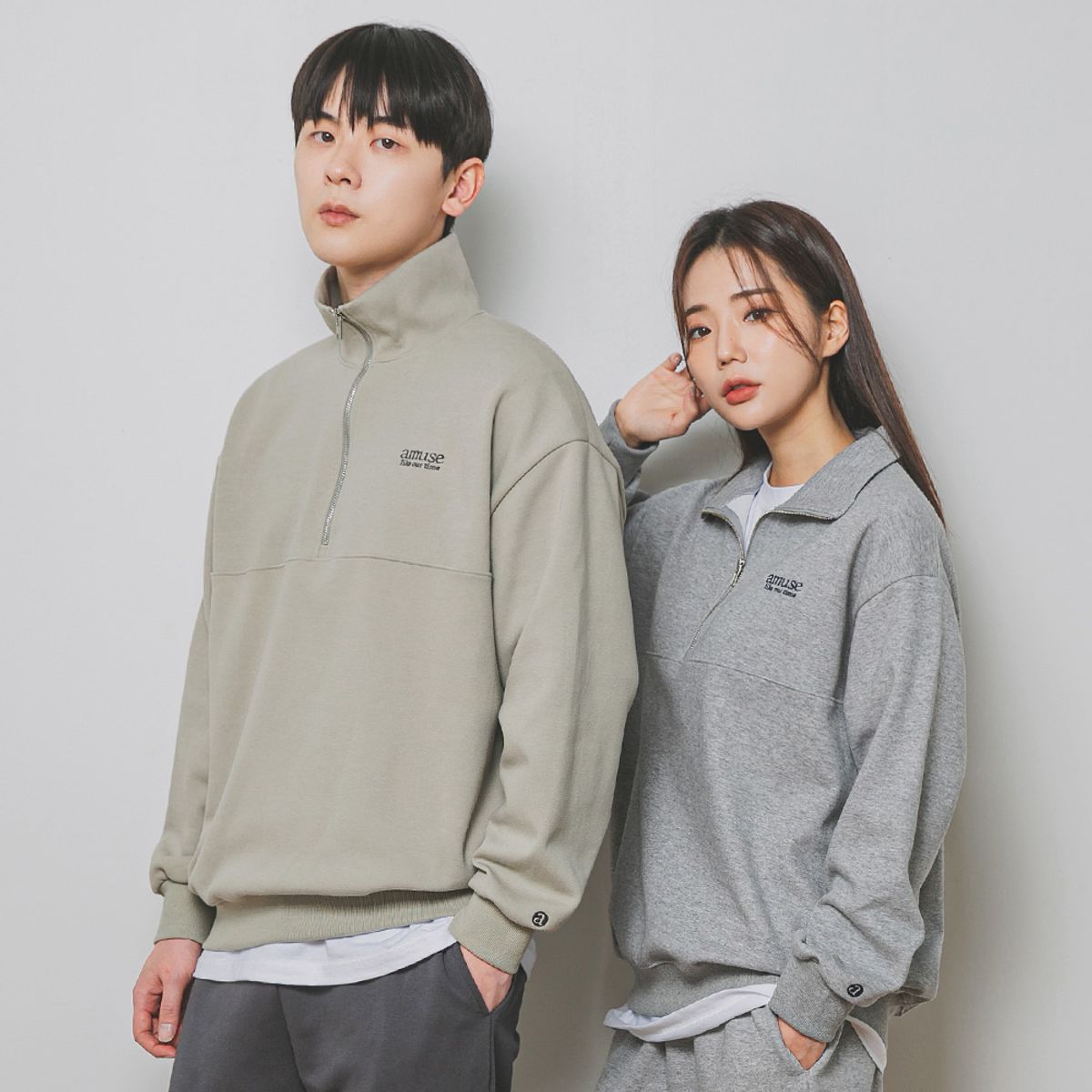 앨빈클로(ALVINCLO) AMUSE 반집업 맨투맨 DLX8504 (4 COLOR)