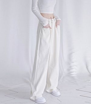 BUCKLE WIDE DENIM PANTS CREAM