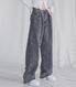 BUCKLE WIDE DENIM PANTS GREY