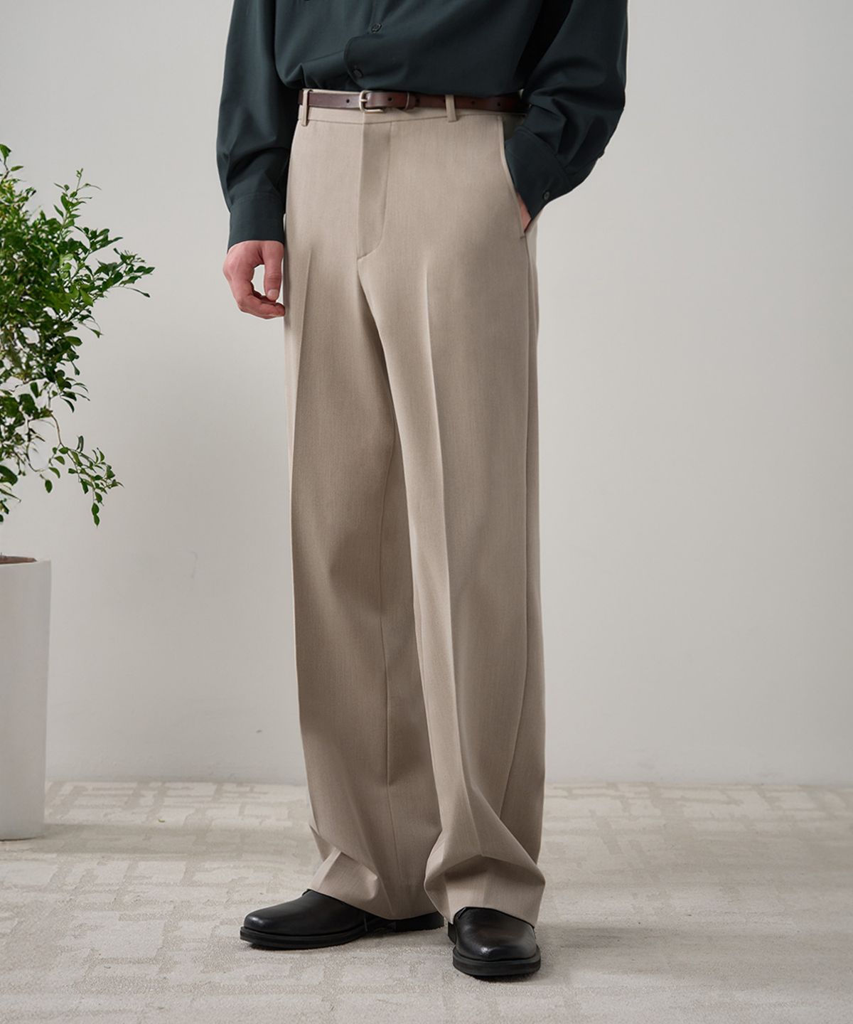 드로우핏(DRAW FIT) 밴딩 와이드 슬랙스 [L.BEIGE]