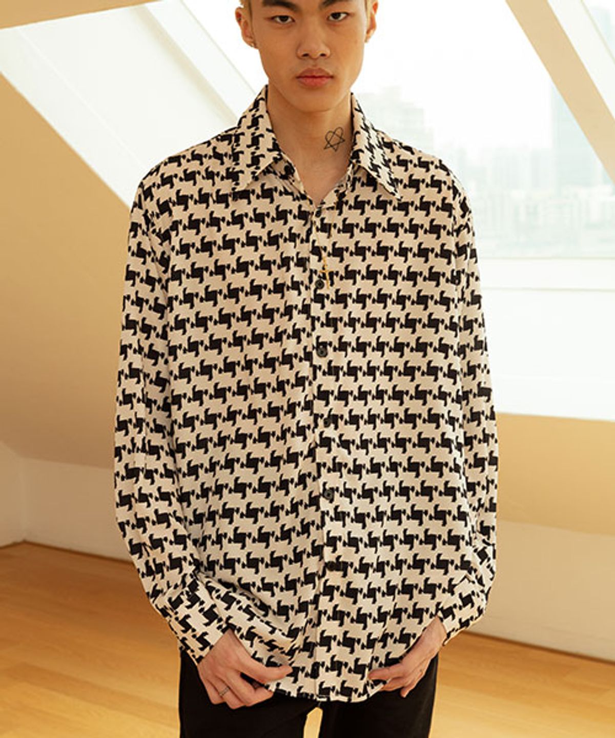 신시티(SINCITY) WIDE COLLAR SHIRT HOUNDTHOOTH