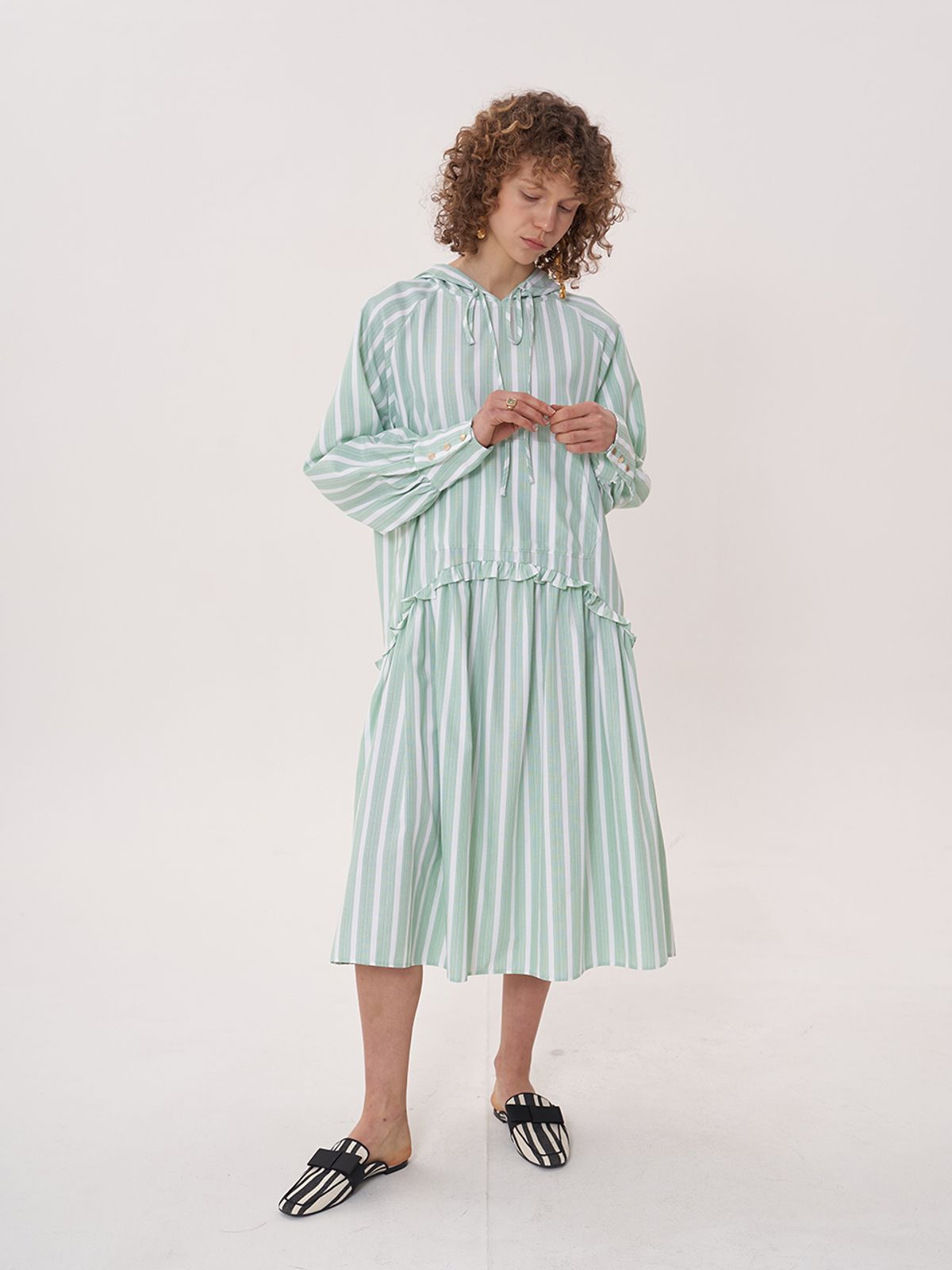 비먼(VIMUN) hooded maxi dress_green