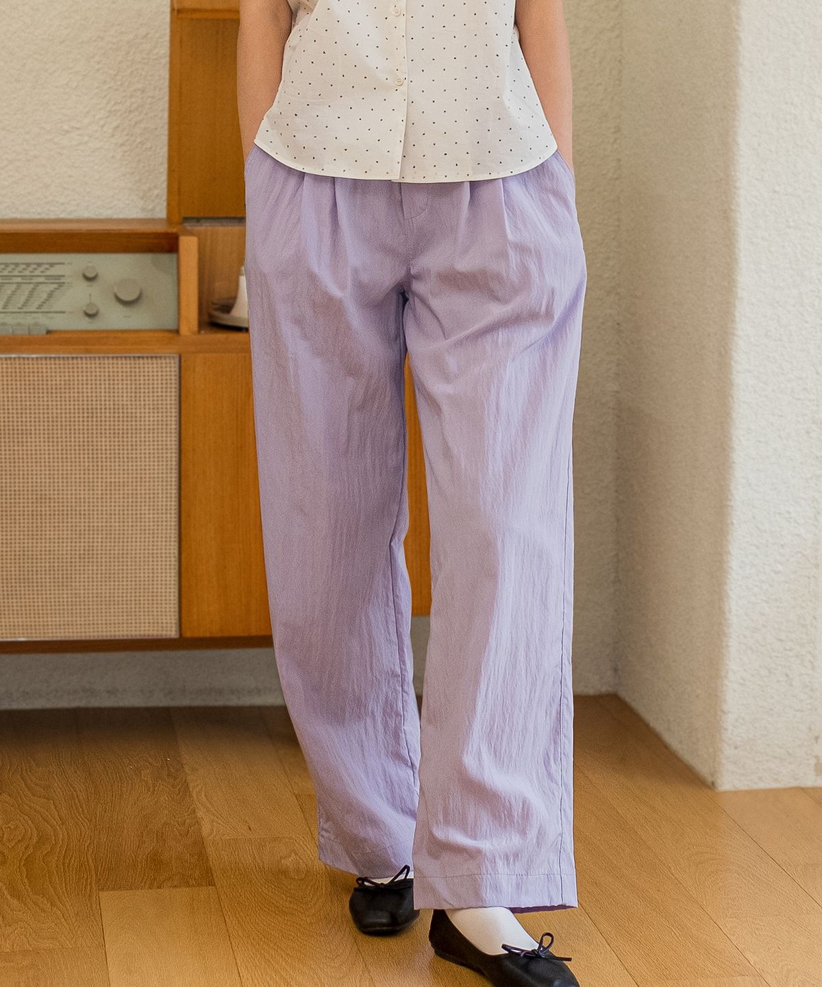 코튼벨(COTTON BELL) 밴딩 릴렉스 팬츠 - Light Purple