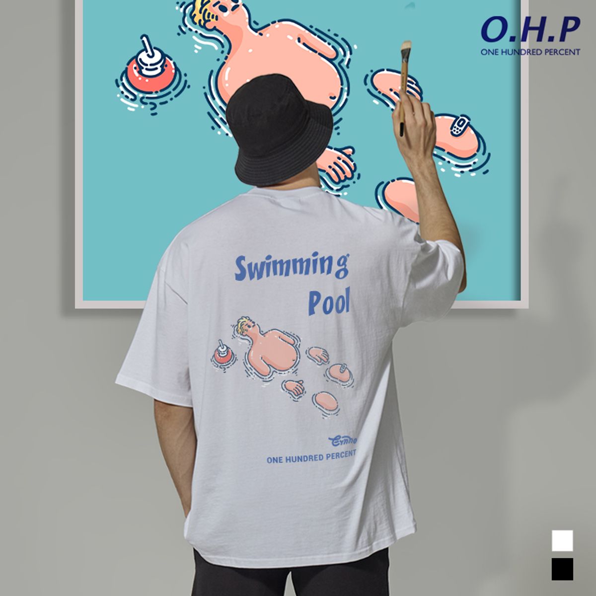 원헌드레드퍼센트(OHP) OHP X ERNHO b수영장 오버사이즈 반팔티W