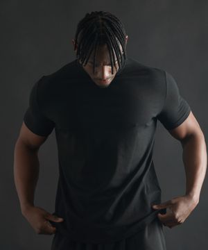 머슬핏 무지 모달 반팔티 [블랙]