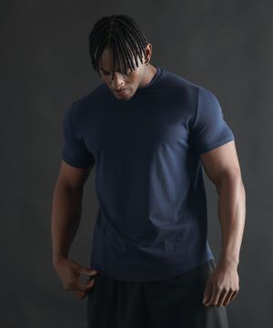 머슬핏 무지 모달 반팔티 [네이비]