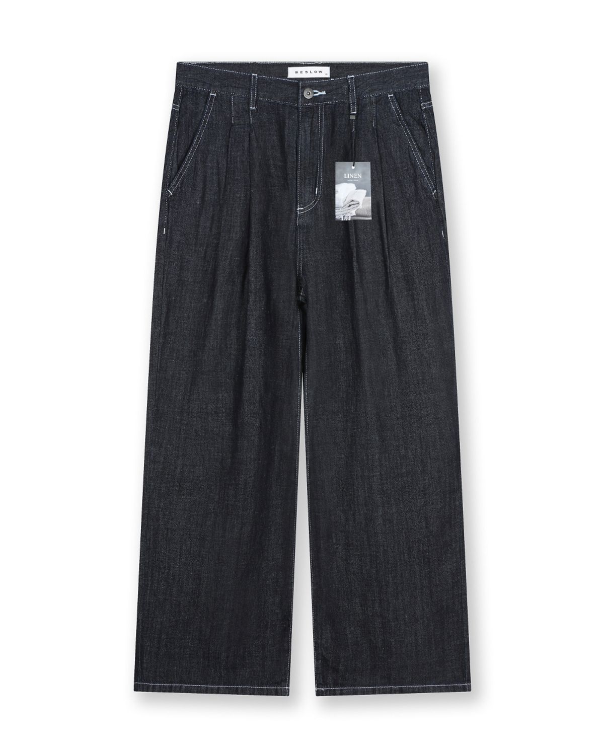 비슬로우(BESLOW) [리뉴얼]WIDE FIT TWO TUCK LINEN DENIM PANTS INDIGO