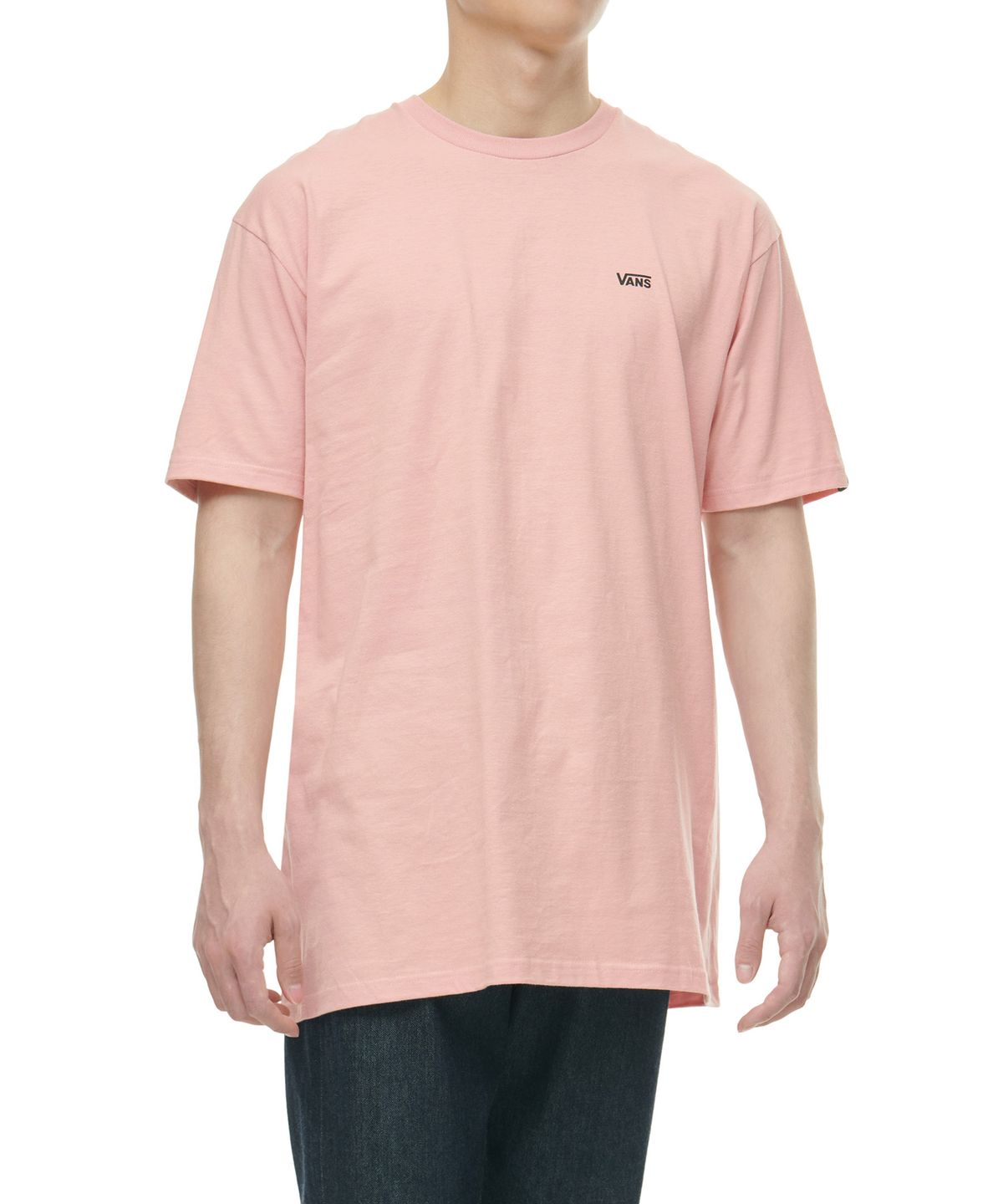 반스(VANS) 레프트 체스트 로고 반소매 티셔츠 - 멜로우 로즈:블랙 / VN0A3CZEYVY1
