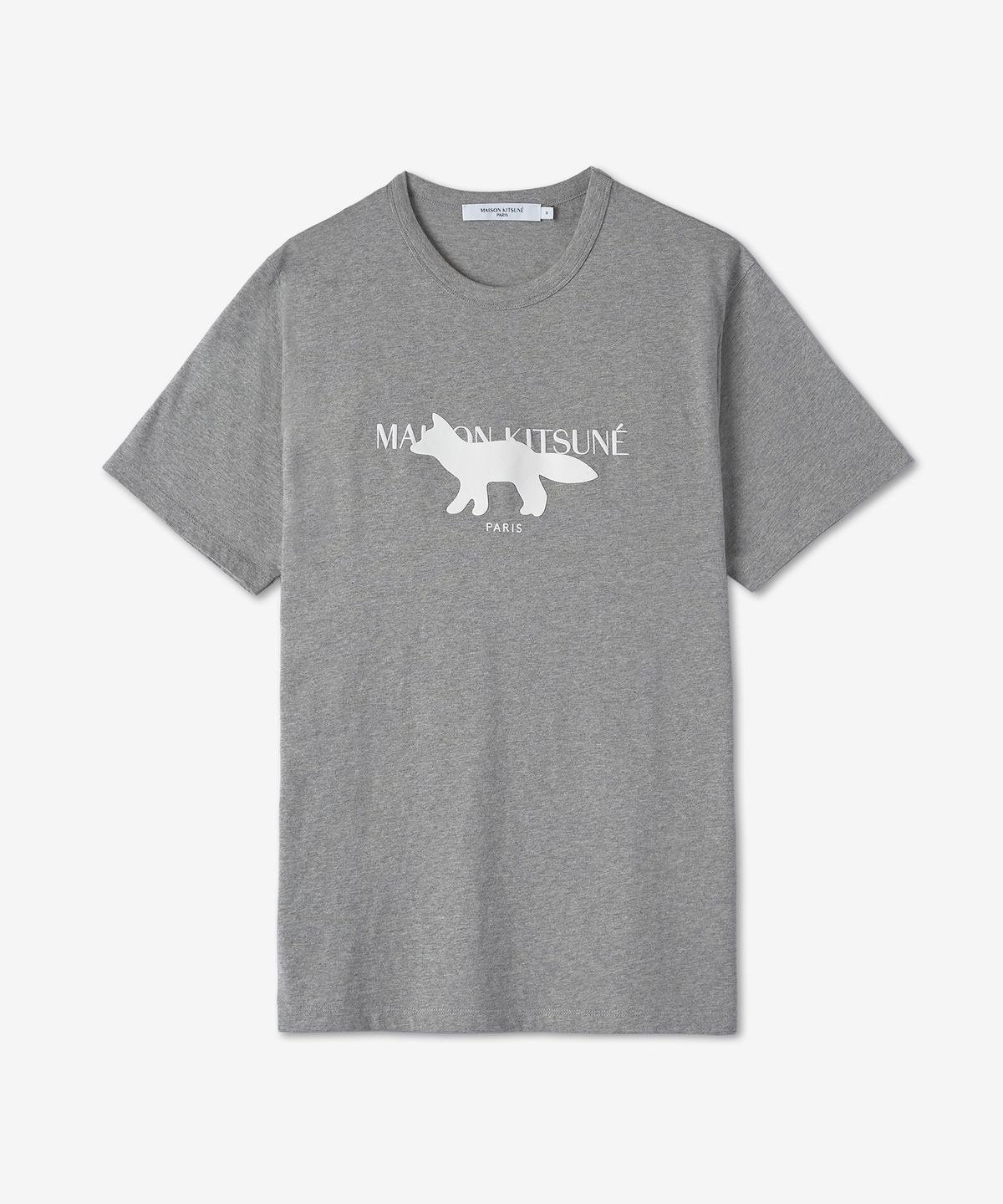 메종 키츠네(MAISON KITSUNE) 남성 폭스 스탬프 로고 반소매 티셔츠 - 그레이 멜란지 / IM00153KJ0008H150
