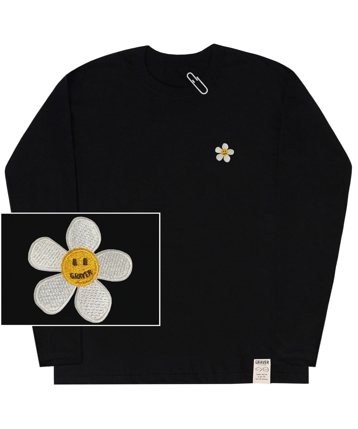 그레이버(GRAVER) [UNISEX]플라워도트 자수 롱슬리브_2color