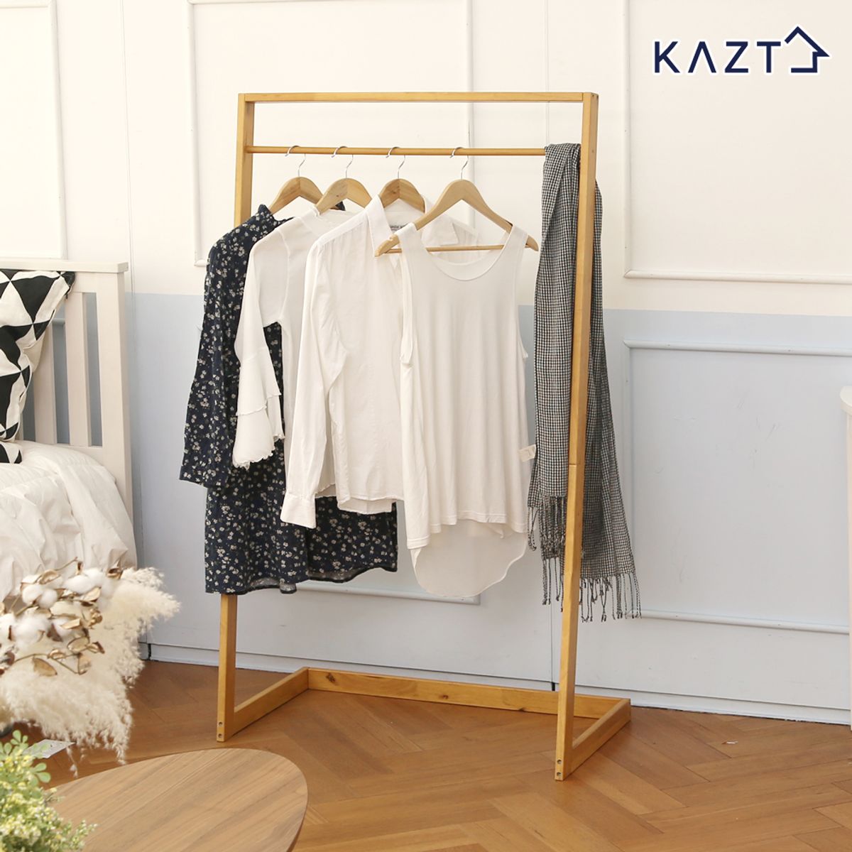 가쯔(KAZT) 프리미엄모던라인우드코트랙행거