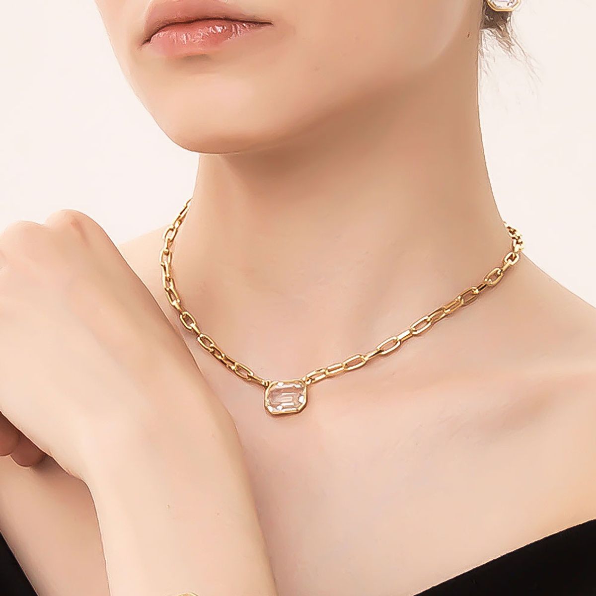 웨스트아일랜드(WESTISLAND) 스와로브스키 크리스탈 글로리아 목걸이 14K_WI9782311