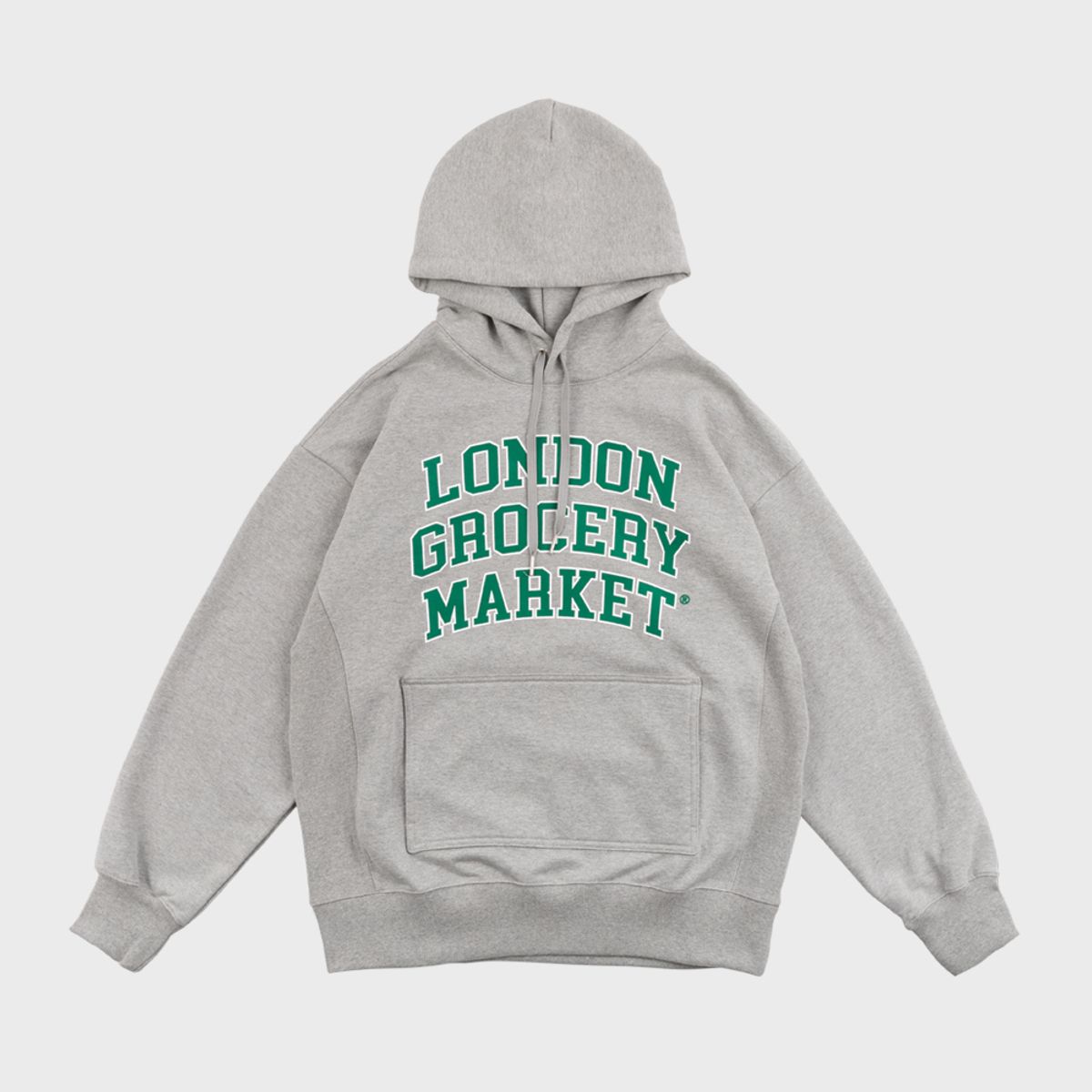 런던그로서리마켓(LONDON GROCERY MARKET) College Logo Heavyweight Hoodie (Grey)