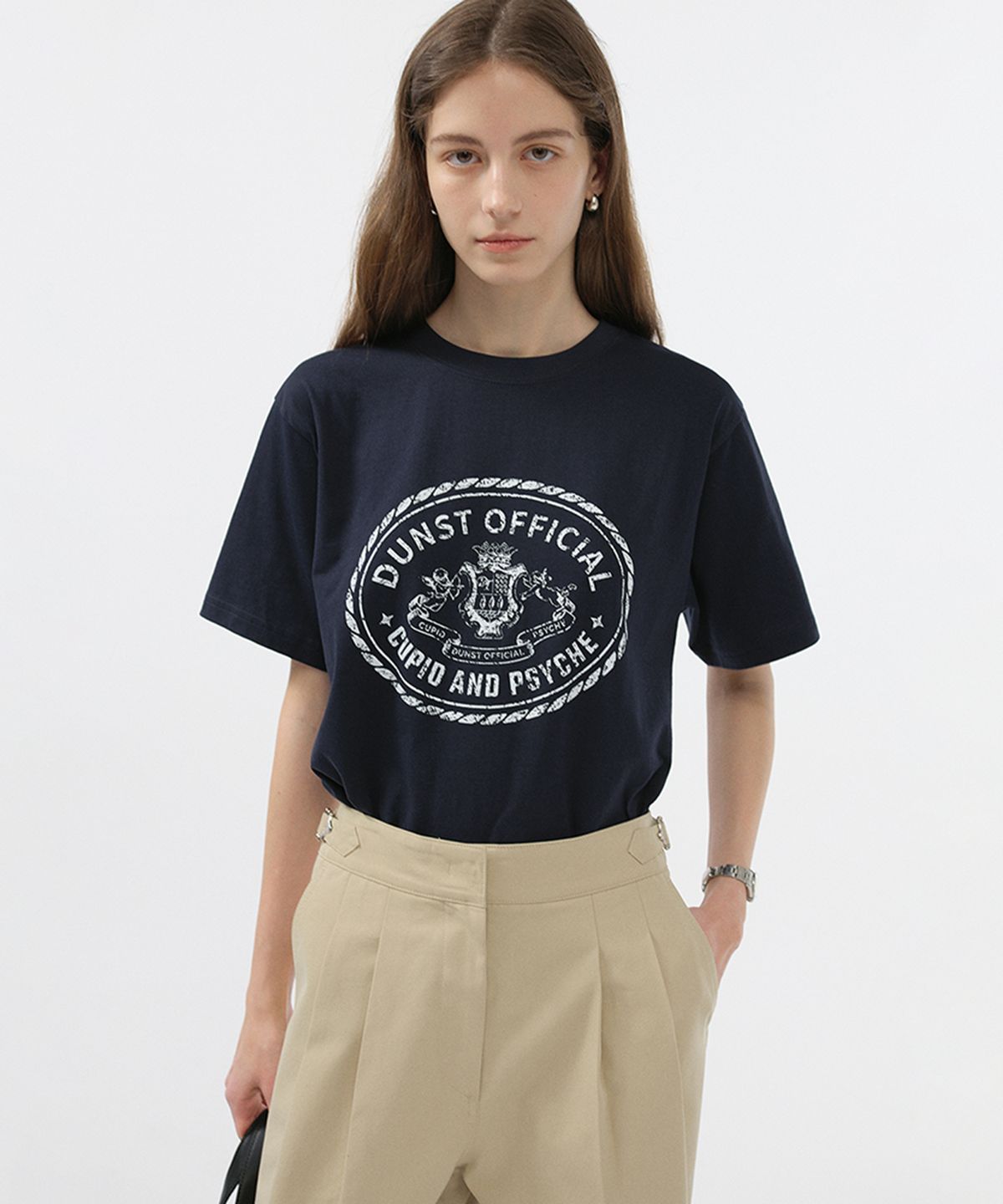 던스트(DUNST) UNISEX CUPID CAMPUS T-SHIRT_UDTS5B121_FRENCH NAVY