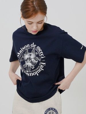 우먼즈 르리스 릴렉스 크롭티 네이비화이트(FCC2TS385W)