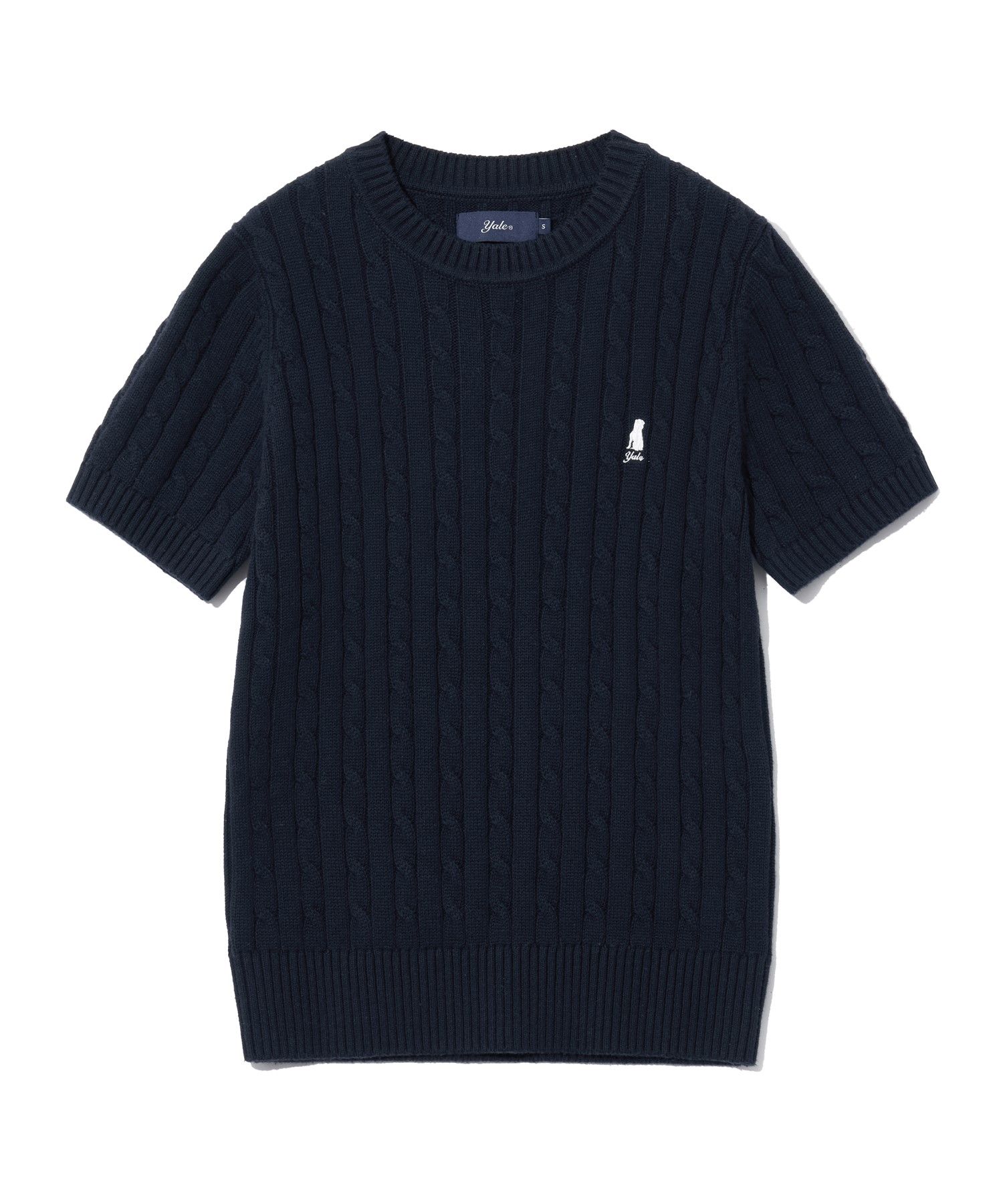 y.tomo　半袖ニット　L ネイビー MUSINSA公式 | YALE ウィメンズヘリテージダンケーブルラウンド半袖