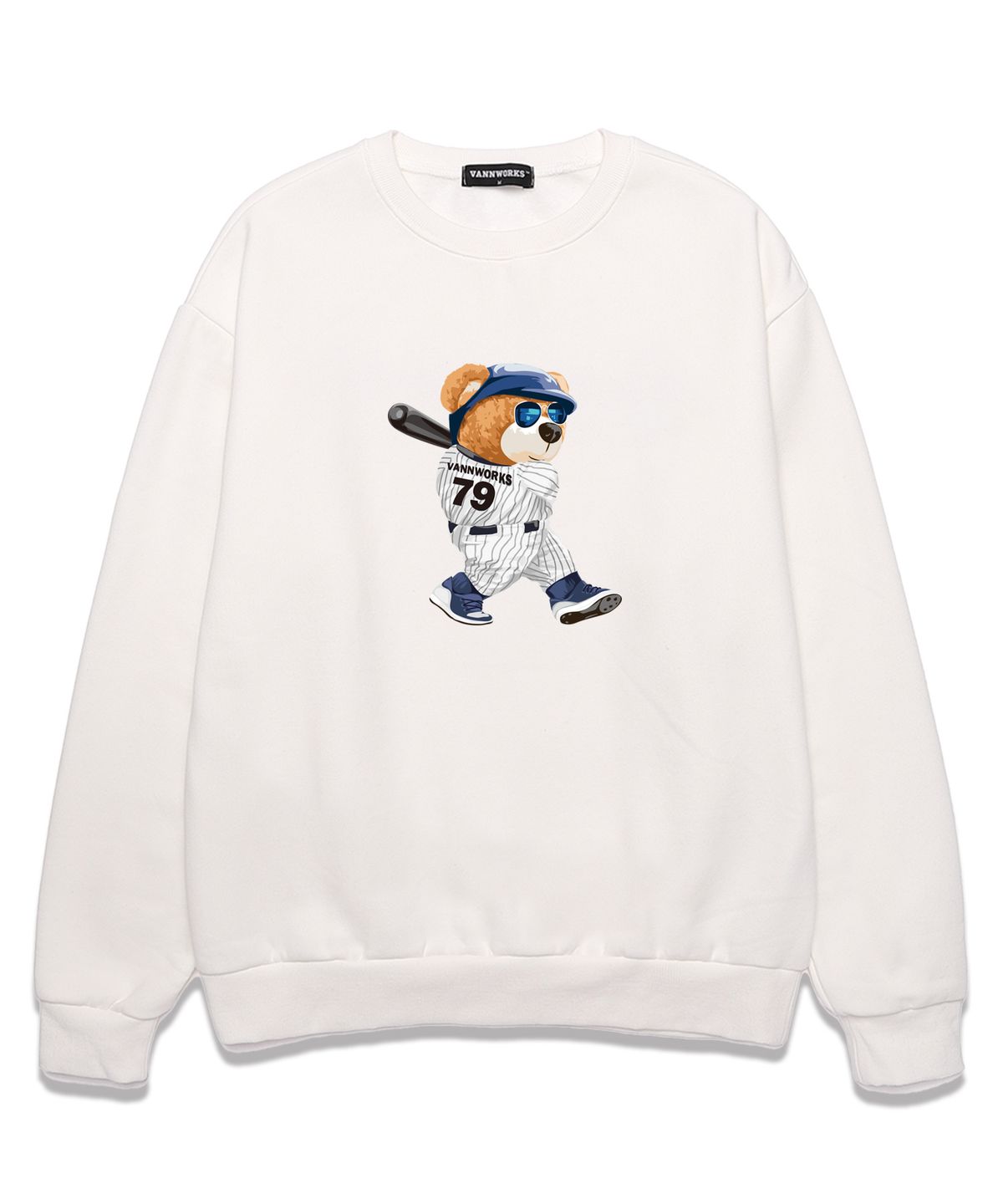 밴웍스(VANNWORKS) BASEBALL BAER 오버핏 맨투맨 (VNDTS106) 화이트