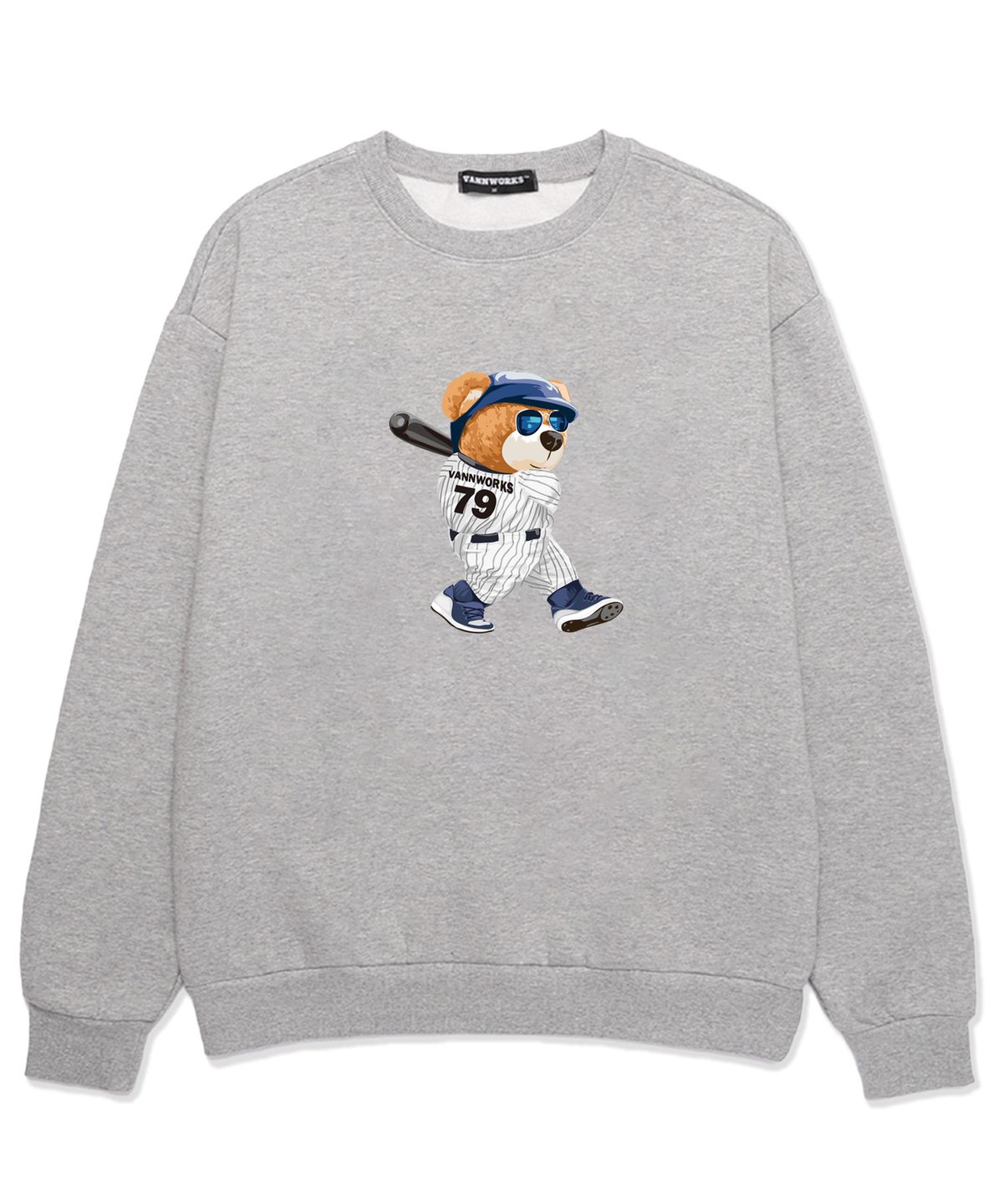 밴웍스(VANNWORKS) BASEBALL BAER 오버핏 맨투맨 (VNDTS106) 멜란지그레이