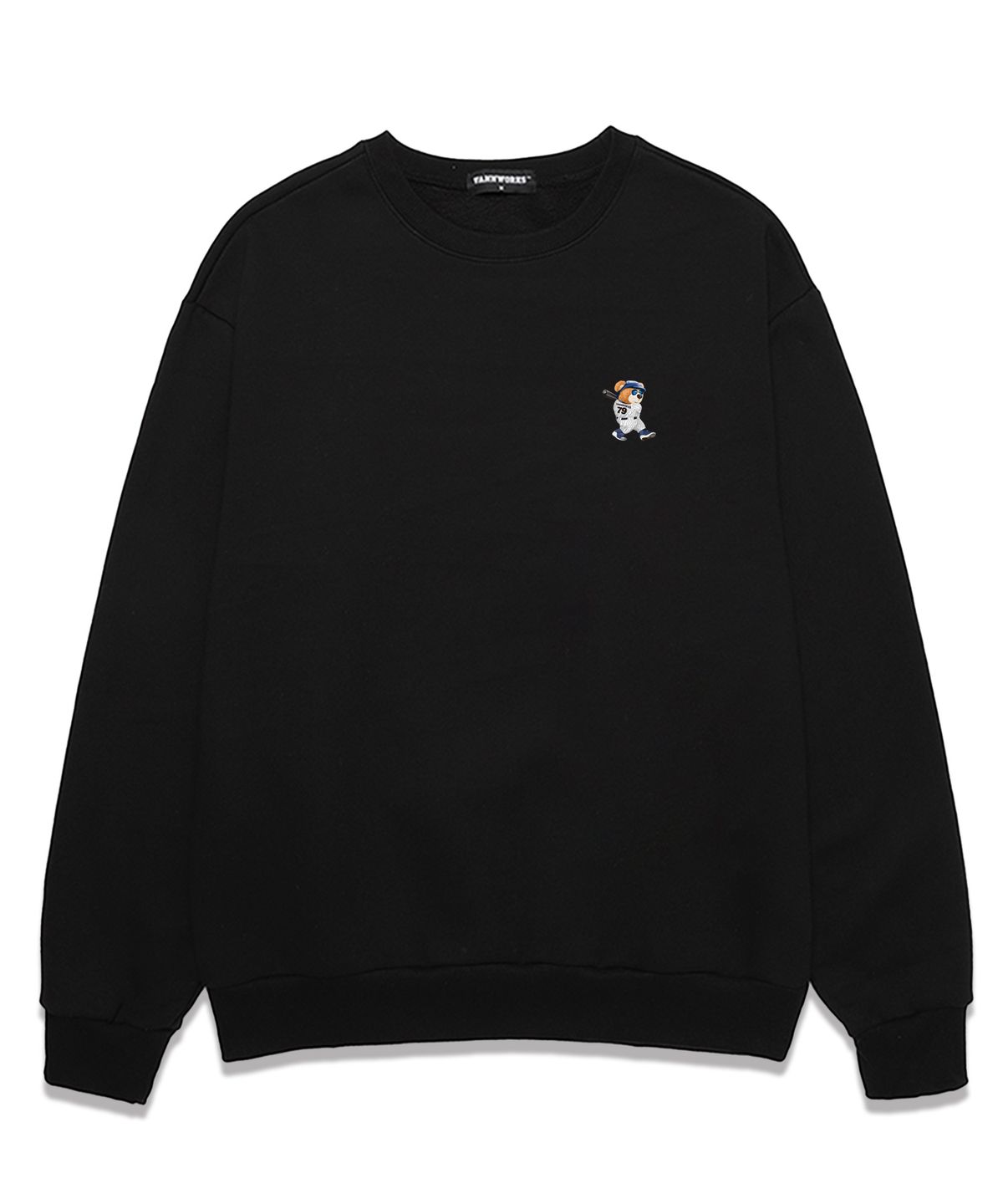 밴웍스(VANNWORKS) MINI BASEBALL BAER  오버핏 맨투맨 (VNDTS111) 블랙