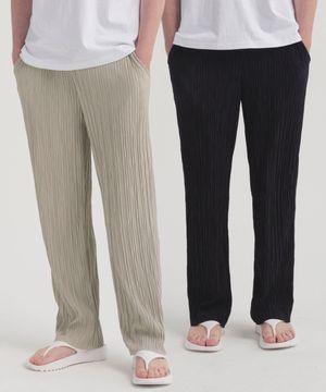 [2 PACK] 세미 와이드 밴딩 플리츠 팬츠 (3color)