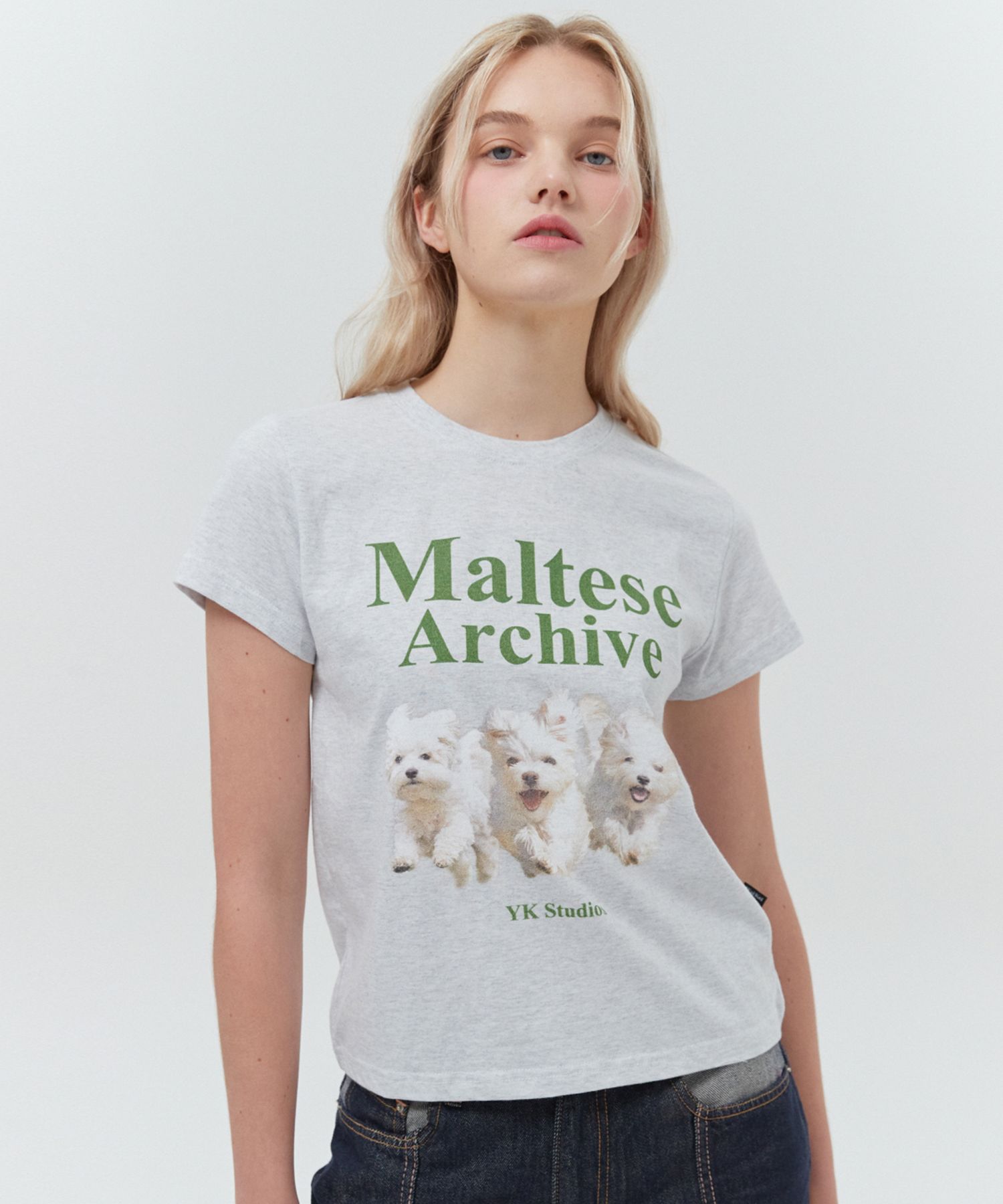 ◆Wai Kei◆ Maltese Family Short Sleeve T-shirt Melange Whit MUSINSA | WAI KEI MALTESE ARCHIVE SHORT SLEEVE T-SHIRT