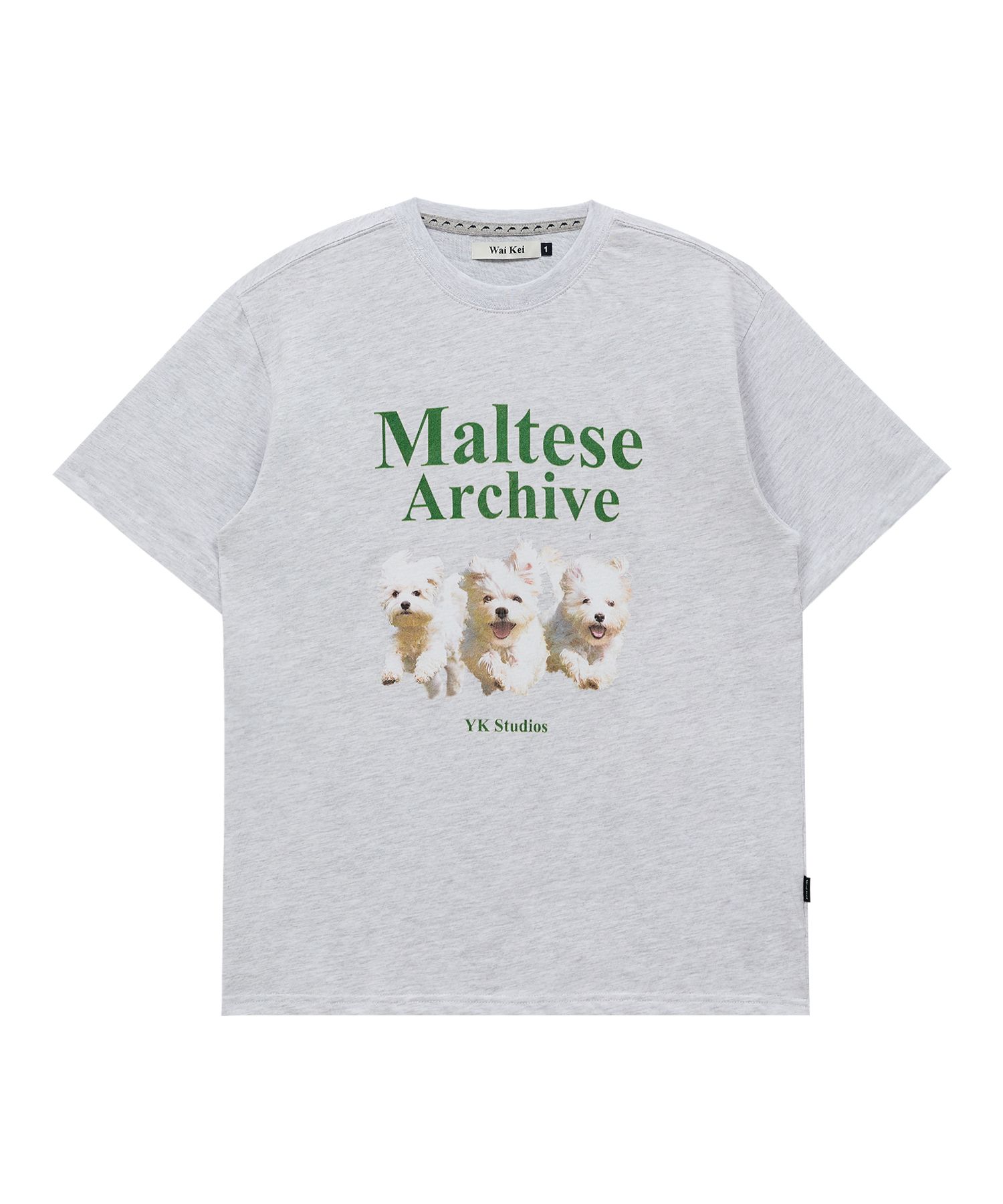 ◆Wai Kei◆ Maltese Family Short Sleeve T-shirt Melange Whit MUSINSA | WAI KEI MALTESE ARCHIVE SHORT SLEEVE T-SHIRT