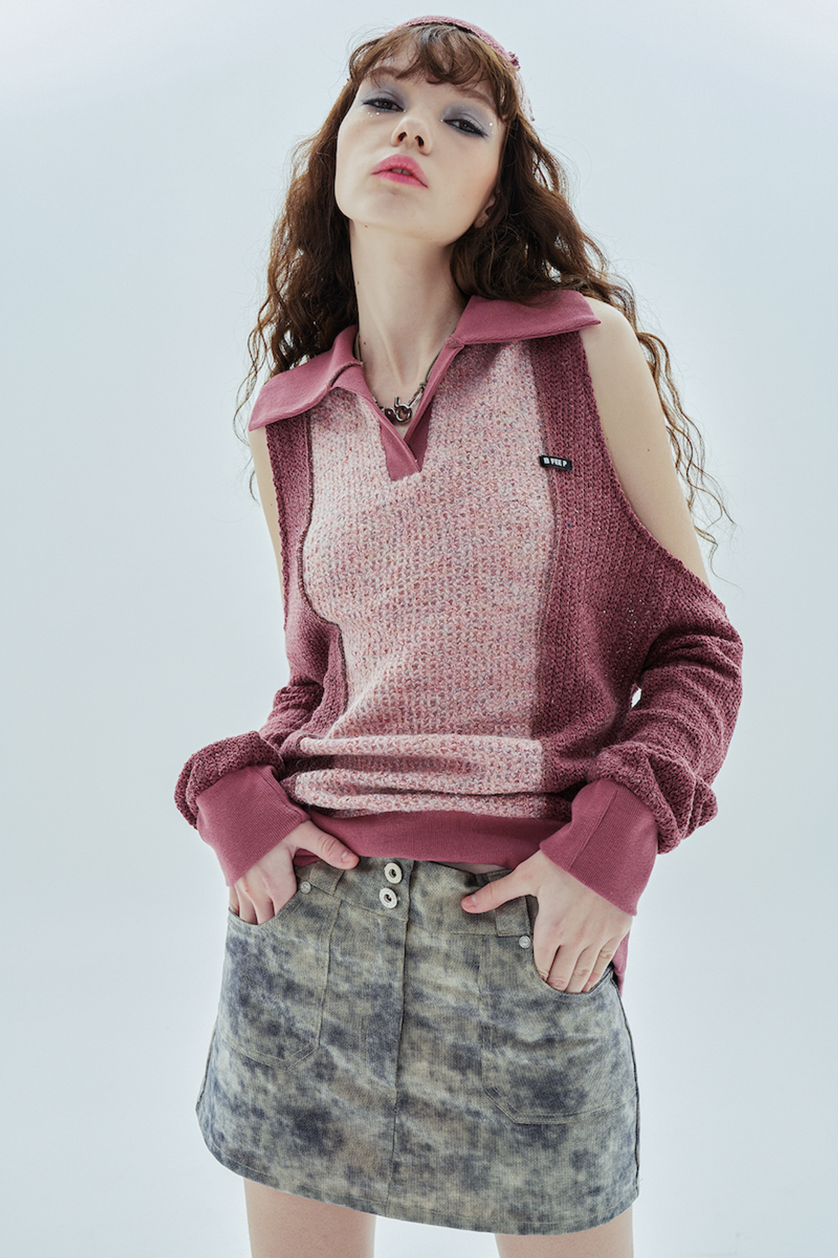 비피피(BFEEP) hole collar knit_deep pink
